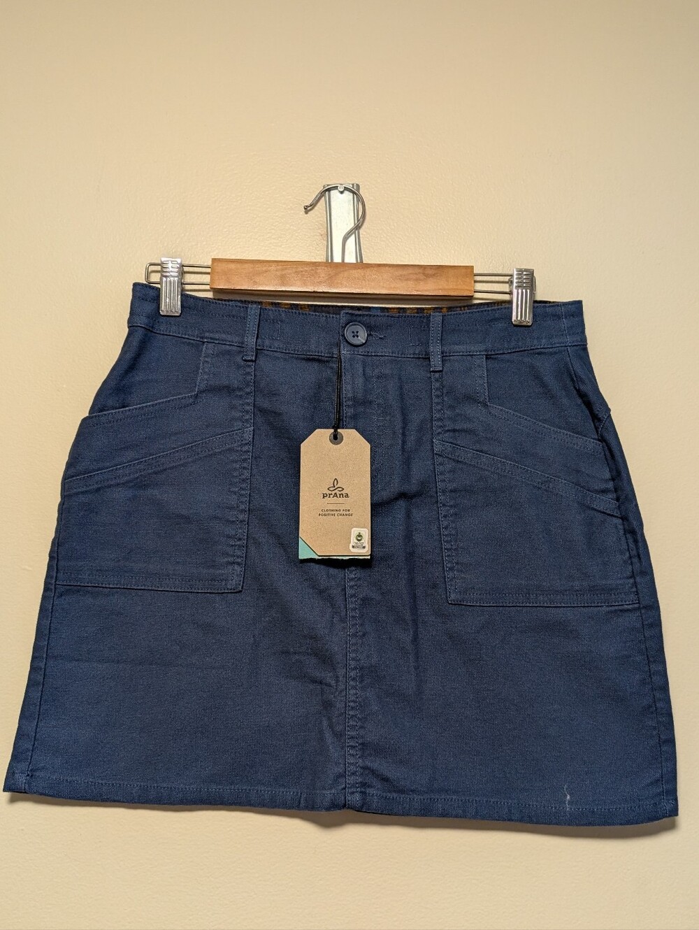 prAna Nikit Skirt Nocturnal Navy Organic Cotton Stretch Size 6 NWT